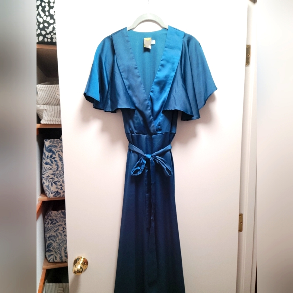 Taylor blue satin midi dress